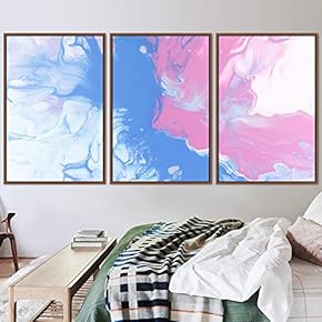 signwin 3 Piece Framed Canvas Wall Art Pink...