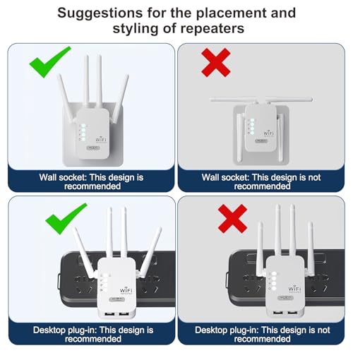 WiFi Repeater,WiFi Extender Signal Booster,1200Mbps,5G/2.4G Dual Band WiFi Extender with Ethernet Port,9800 sq ft Coverage,Supports 50+ Devices,Repeater/AP Mode,Six Antennas,WPA2,One-touch Setting