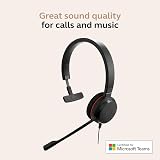 Jabra Evolve 20 Mono Headset UC USB C/A Passive Noise Cancellation Black view 3