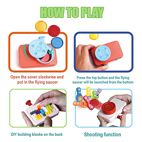 Kids Bowling Set Bowling Games with 2 Camera Launcher Toys 15 Flying