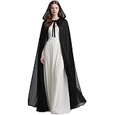 Joukavor Chiffon Hooded Cloak Medieval Renaissance Fantasy Cape for Women