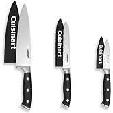 Cuisinart 3-Piece Forged High-Carbon Stainless Steel Knife Set with Blade Sheaths, Full-Tang Triple-Rivet Construction