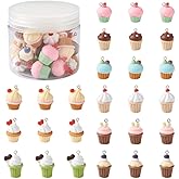 Beadthoven 36Pcs Cupcake Resin Charms Pendants 9 Styles Mixed Imitation Dessert Plastic Cake Charms Ice Cream Cake Dangle Beads with Loops for Halloween Christmas Jewelry Making Holiday Party Decoration Ornaments DIY Craft