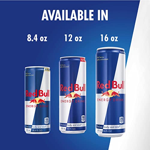 RED BULL ENERGY DRINK WITH 80MG CAFFEINE PLUS TAURINE & B VITAMINS, 8.4 FL OZ, PACK OF 12 CANS