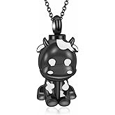constantlife Cremation Jewelry for Ashes Stainless Steel Cute Cow Urn Necklace Memorial Pendant Human Pet Ash Holder Keepsake Gift for Women Men
