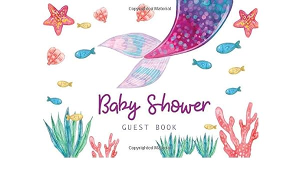 Baby Shower Guest Book Happy Mermaid Design Welcome Baby Keepsake Book Wishes Message Book Gift Log Recorder Keepsake Memory Book Party Decoration Supplies Baby Shower Sign Ideas