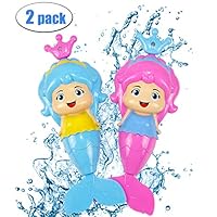 Bdwing [2 Pack] Mermaid Baby Bath Toy Mermaid Wind Up Floating Water Toys for Kids and Toddlers - Swimming Pool Beach Bathing Time Bath Tub Fun - Color Random