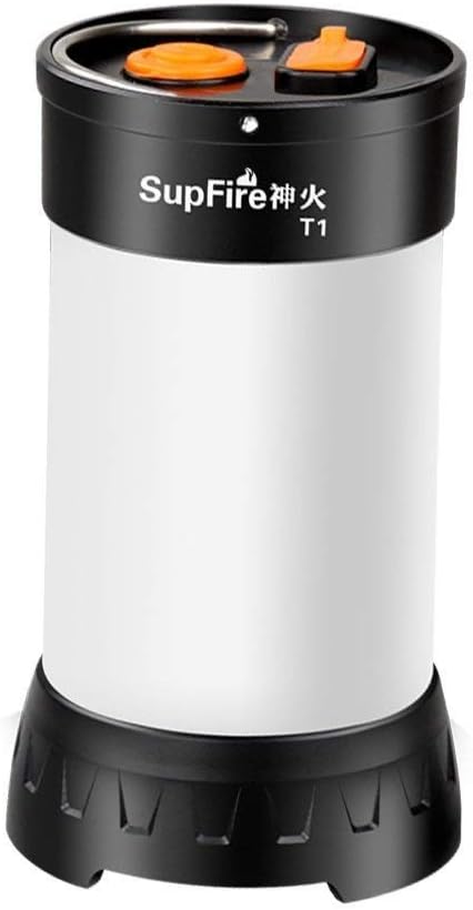 Supfire T1 Rechargeable Camping Lantern 450 Lumens Waterproof Hiking Lamp 5 Modes White Light and Red Light LED,with Magnetic Base and Carabiner
