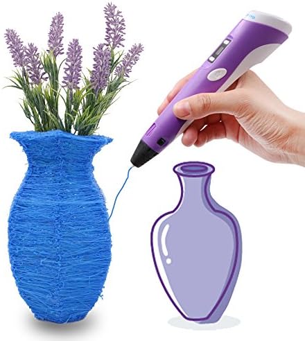 Leungyo 3D Printing Pen &amp; 3D Doodler with LCD Display+ 3 ABS Filament Material Sample Pack + Power Adapter + Manual (Purple)