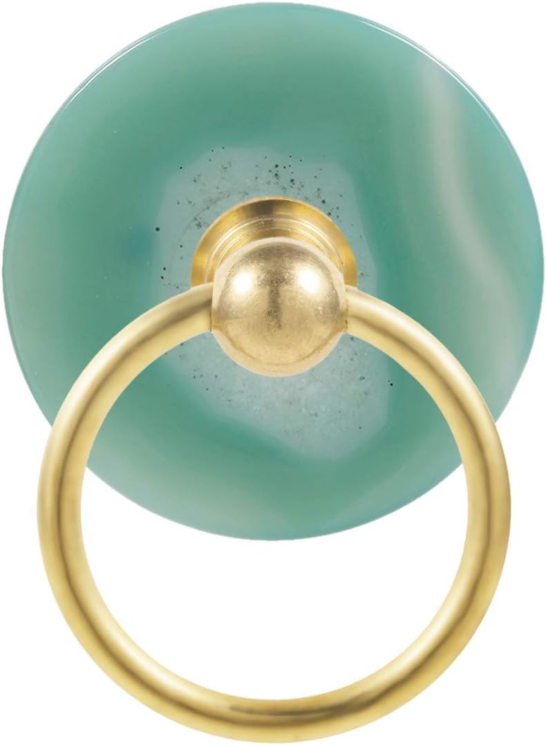 mookaitedecor Set of 3 Drilled Green Agate Slice Drawer Cabinet Knob with Screw Decoration Furniture Chest of Drawers Wardrobe Cupboard Push Handle