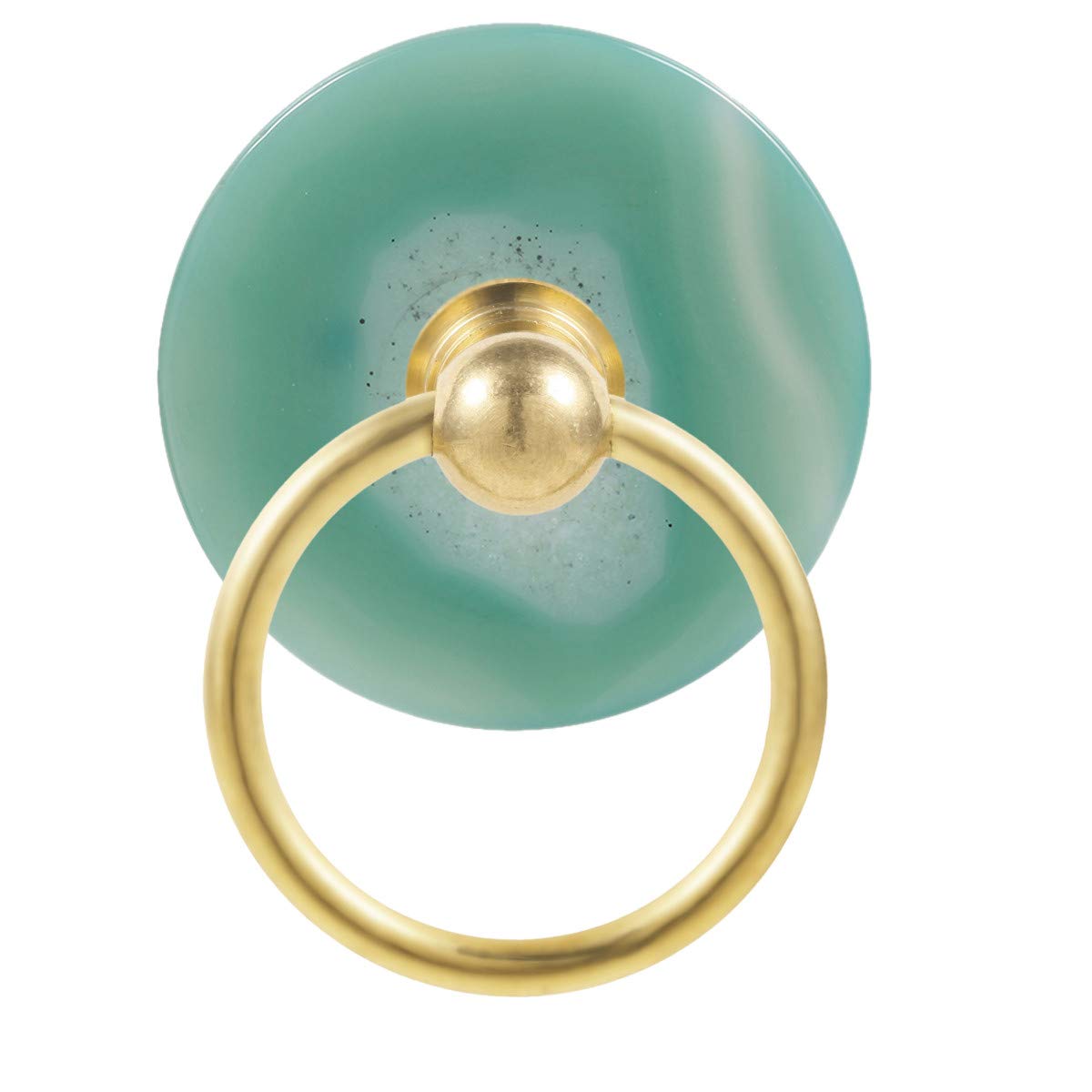 mookaitedecor Set of 2 Green Agate Slice Crystal Stone Cabinet Drawer Knobs, Unique Round Circle Ring Pull Handle for Dresser Cupboard Wardrobe Door Decorative Modern Knob