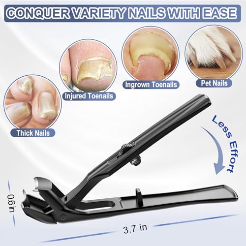 Toenail Clippers for Seniors Thick Toenails, Angled Head Nail Clippers for Men with Wide Jaw Opening, Sharp Heavy Duty Angled Toe Nail Clipper with Catcher
