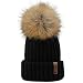 Kids Winter Knitted Pom Beanie Bobble Hat Faux Fur Ball Pom Pom Cap Unisex Kids Beanie Hat,Black,One Size