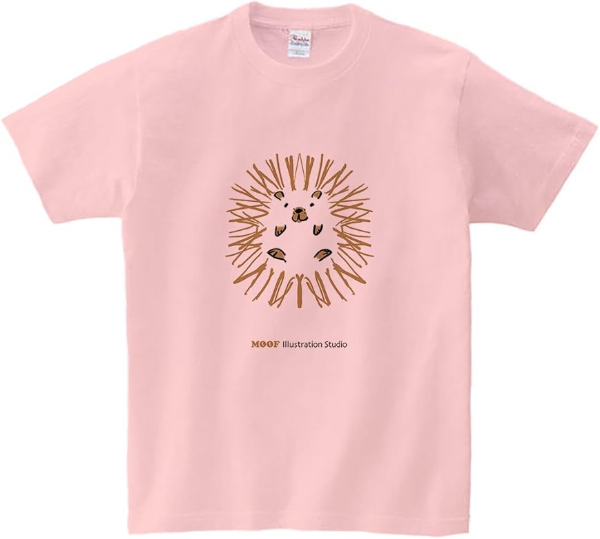 Amazon Co Jp Moof Illustration キャラクターイラスト Tシャツ ハリネズミ Hurry Hedgehog Tシャツ ライトピンク Xlサイズ Moof Illustration Studio 服 ファッション小物