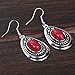 YAZILIND Vintage Tibetan Silver Red Oval Turquoise Dangle Drop Hook Earrings Women Gift