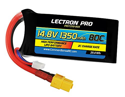 Common Sense RC Lectron Pro 14.8V 1350mAh 80C Lipo Battery with XT60 Connector for FPV Racers