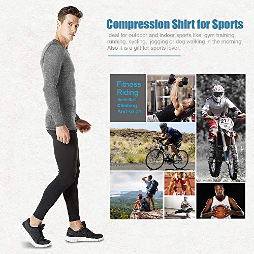 MEETYOO Men's Compression Shirt, Cool Dry Long Sleeve Underwear Top for