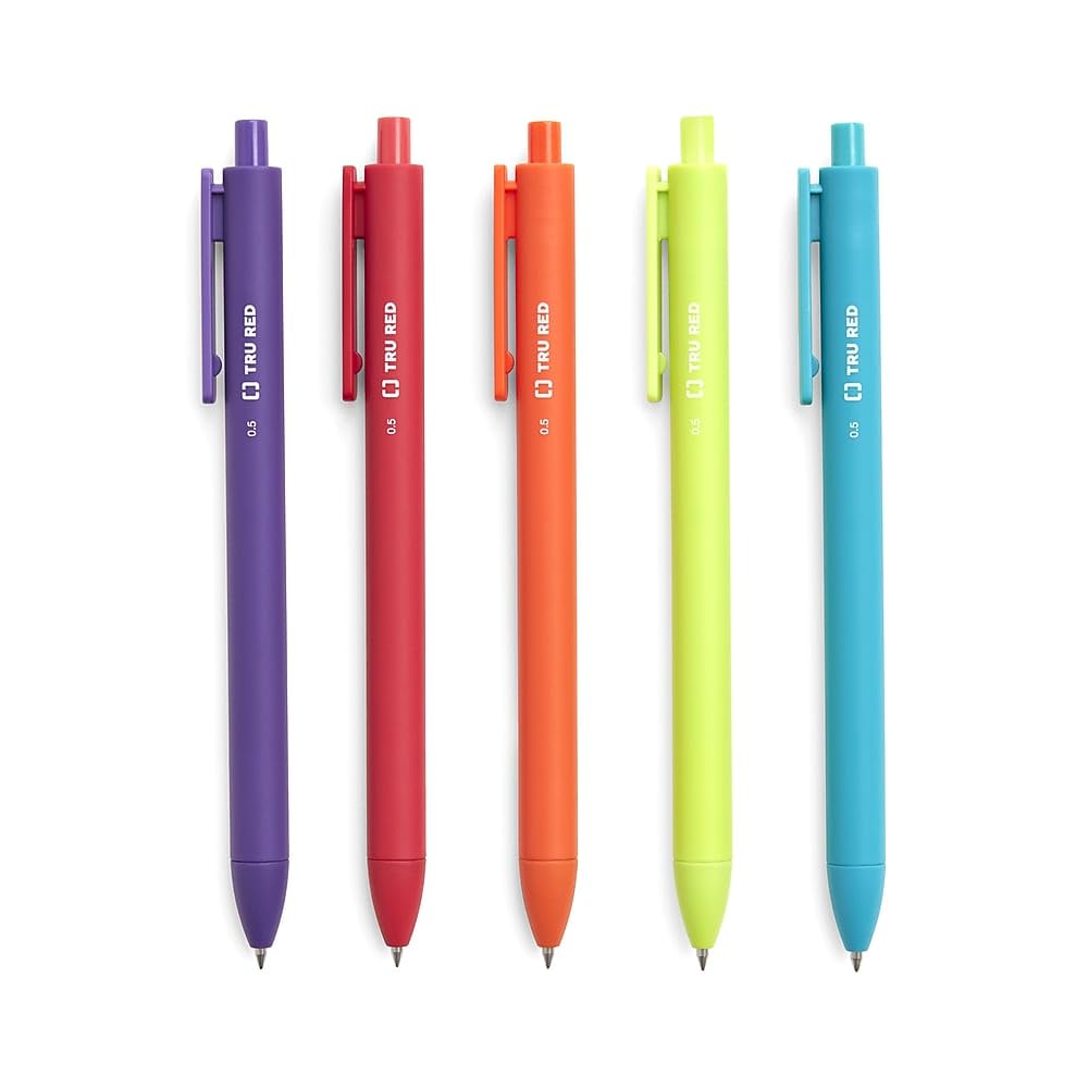 Photo 1 of STAPLES TRU RED Retractable Quick Dry Gel Pens Fine Point 0.5mm Asst, 12/PK
