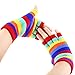 Rainbow Fingerless Gloves for Women Knitted Fashion Holiday Stretchy Strips Gloves Mittens