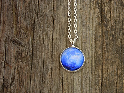 Amazon Com Blue Moon Blue Moon Necklace Blue Full Moon Full Moon Necklace Moon Jewelry Moon Space Necklace Solar System Galaxy Jewelry Handmade