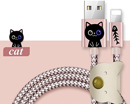 Lightning Cable,Sphyrna 3FT Nylon Braided Iphone Charger Cable Cord Lightning to USB Data Cable Charger Cute USB Cable for iphone X/8/7/7plus/6/6s/6s plus,SE/5S/5,ipad,ipod Nano 7 (Rose Gold Cat)