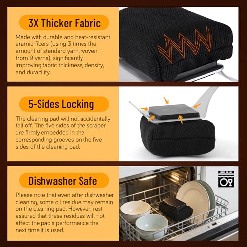 Pietuley Cepillo Barbacoa sin Cerdas con Inoxidable Raspador, Seguro Accesorios Barbacoa de Carbón Carbon BBQ Accessories, Churrasco Utensilios Barbecue Cepillo de Limpieza Gas Parrilla Oven Cleaner