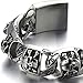 Heavy and Study Mens Stainless Steel Biker Skull Bracelet Silver Black Two-tone Polished
