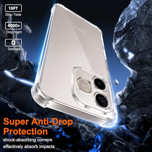 Vauki Clear Cover for Honor 600 Lite 5G with 2 Pieces Tempered Glass Film, Transparent Shockproof Case with TPU Bumper, Soft Thin Anti Yellowing Case
