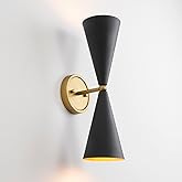 SongCiLT Modern Black Gold Wall Sconce, Vintage Double Heads Up and Down Sconces Wall Lighting, Indoor Hardwired Wall Lamp Fi