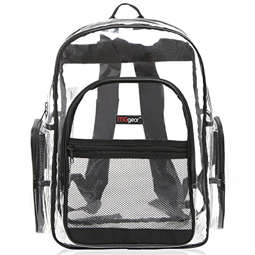 MGgear Clear Transparent PVC School Backpack/ Outdoor Backpack with Black Trim