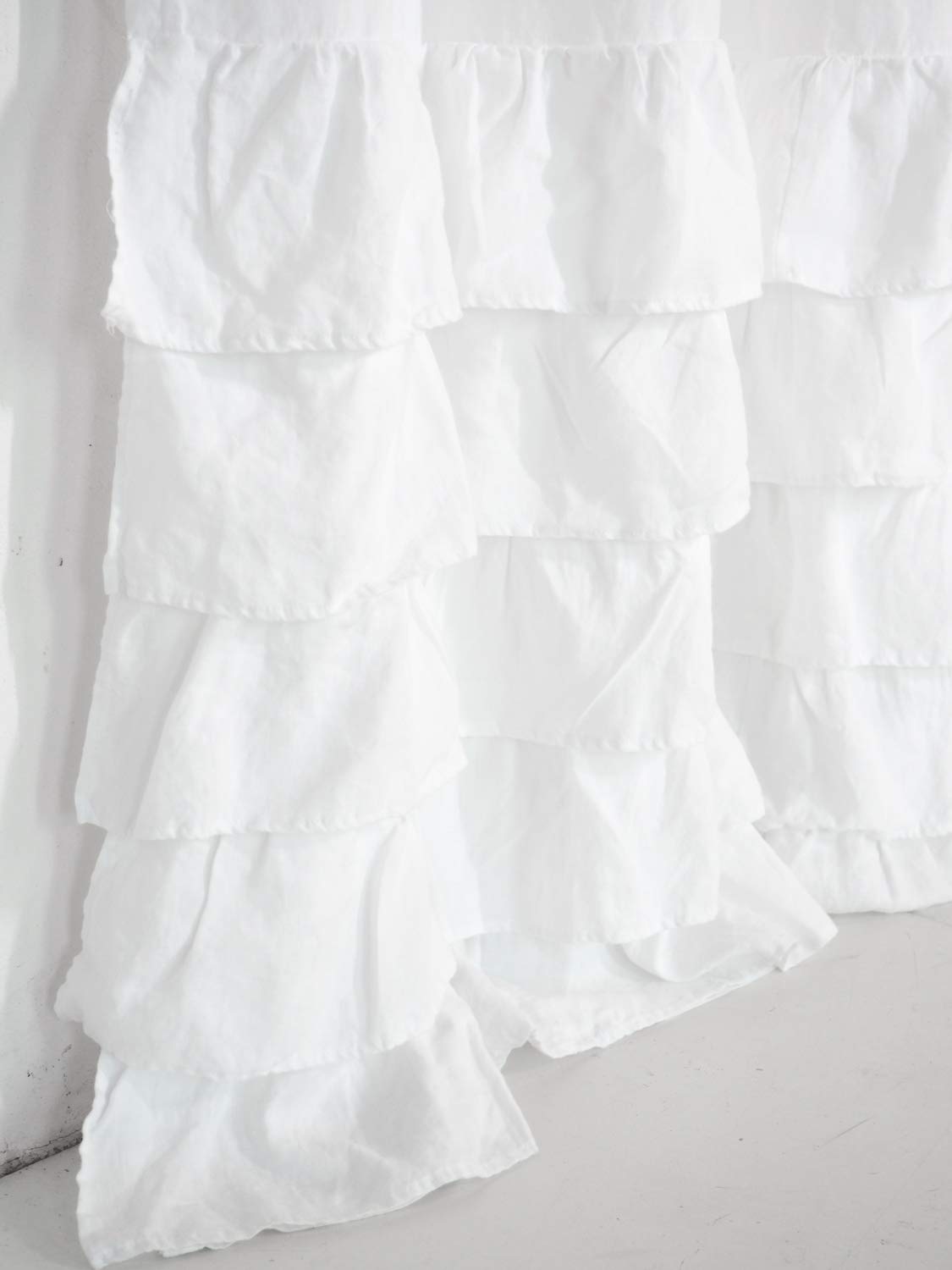 Amazon Com White Linen Curtains With Ruffles Ruffled Linen