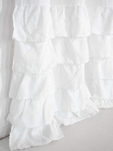 Amazon Com White Linen Curtains With Ruffles Ruffled Linen