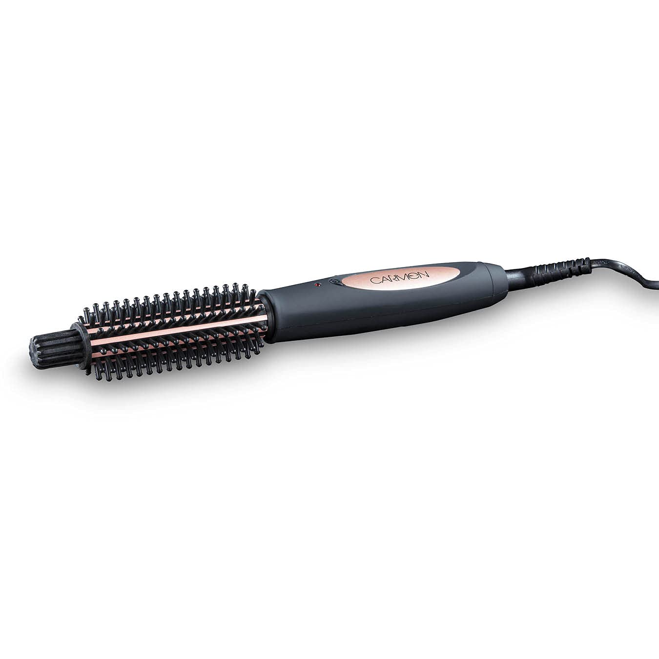 Carmen Noir Volume Styling Brush with Ceramic Coated Heated Barrel and 360° Anti-Tangle Swivel Cord, Black & Rose Gold, C81051