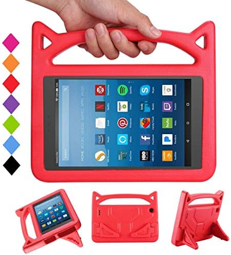 New Fire HD 8 Tablet Case,Fire HD 8 2018 Case - JATDINOR Light Weight Shock Proof Handle Convertible Stand Case for Fire HD 8 Tablet (6th&7th&8th Generation, 2016&2017&2018 Release) (Red)