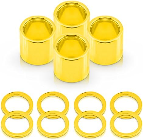 Supafly Skate Company Metal 8-Piece Speed Washer and 4-Piece Spacers for Hardware Skateboard and Downhill Longboards, Yellow