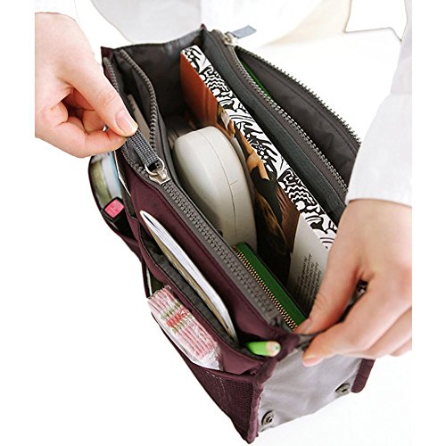 WITERY Travel Essential Bags-in-Bag,Travel Storage Mesh Bag Organiser iPad Case Cosmetic Bag Make-up Beauty Wash Bag Red