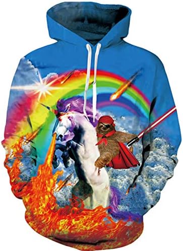 Alistyle Unisex 3D Print Funny Graphic Velvet Pullover Drawstring Hoodies with Big Pockets Sweatshirts