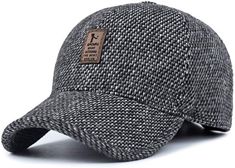 REGITWOW Men's Warm Wool Woolen Tweed Peaked Baseball Caps Hat with Fold Earmuffs Warmer Gray Apparel