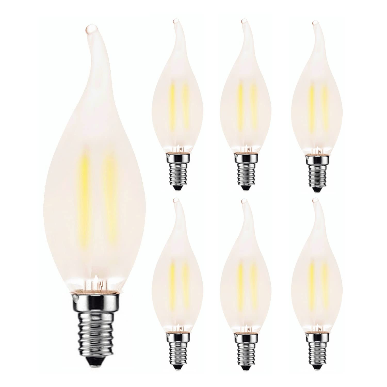 6 Pack Dimmable E14 Bulb LED Candle Light Bulb 4W 220V Frosted Flame Lamp Glass C35 360 Degrees Beam Angle Vintage Edison Home Chandelier Bulb Warm White 2700K