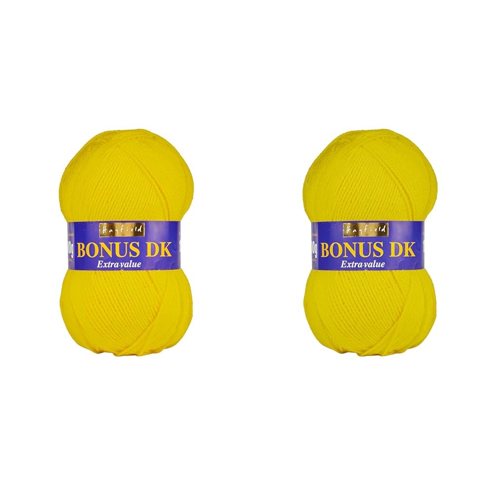 Hayfield Bonus DK Double Knitting Yarn, Sunshine (555), 100g by Sirdar (Pack of 2)