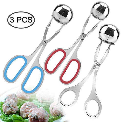 3 Pcs Stainless Steel Meat Ballers, AIFUDA Nonstick Meatball Scoop Ball