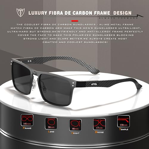 ATTCL Gafas de sol polarizadas para hombres fibra de carbono Lentes de sol con protección UV
