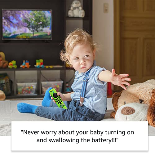 WEVOVE [3 Pack] Firestick Remote Cover 4K/4K Max(3rd Gen) 2021, Fire Remote Case Cover with Lanyard, Anti Slip Silicone Firestick Remote Holders(Glow Green/Sky Blue/Orange)