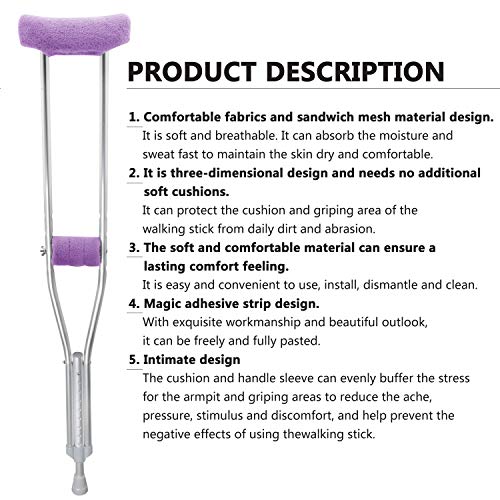 TOMMHANES AMISGUOER Crutch Underarm Pads Crutch Pad Crutch Hand Grip Covers Crutch Cover Washable OneSize (2 Armpit, 2 Hand Cushion) (CP07)