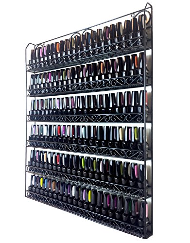 Pana 100% Professional Wall-Mounted BLACK Metal Frame Nail Polish Display Rack Organizer - Holds Up to 100 Bottles - Perfect for Gift Home Salon Office Use