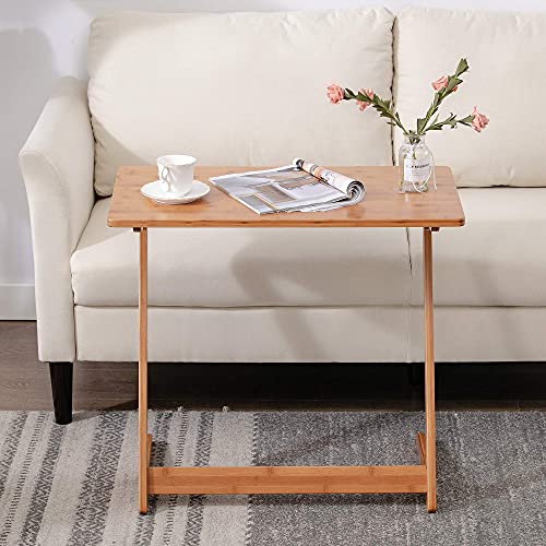 Zoopolyn Tv Tray Table Bamboo Tv Dinner Table Z Shaped end Table for