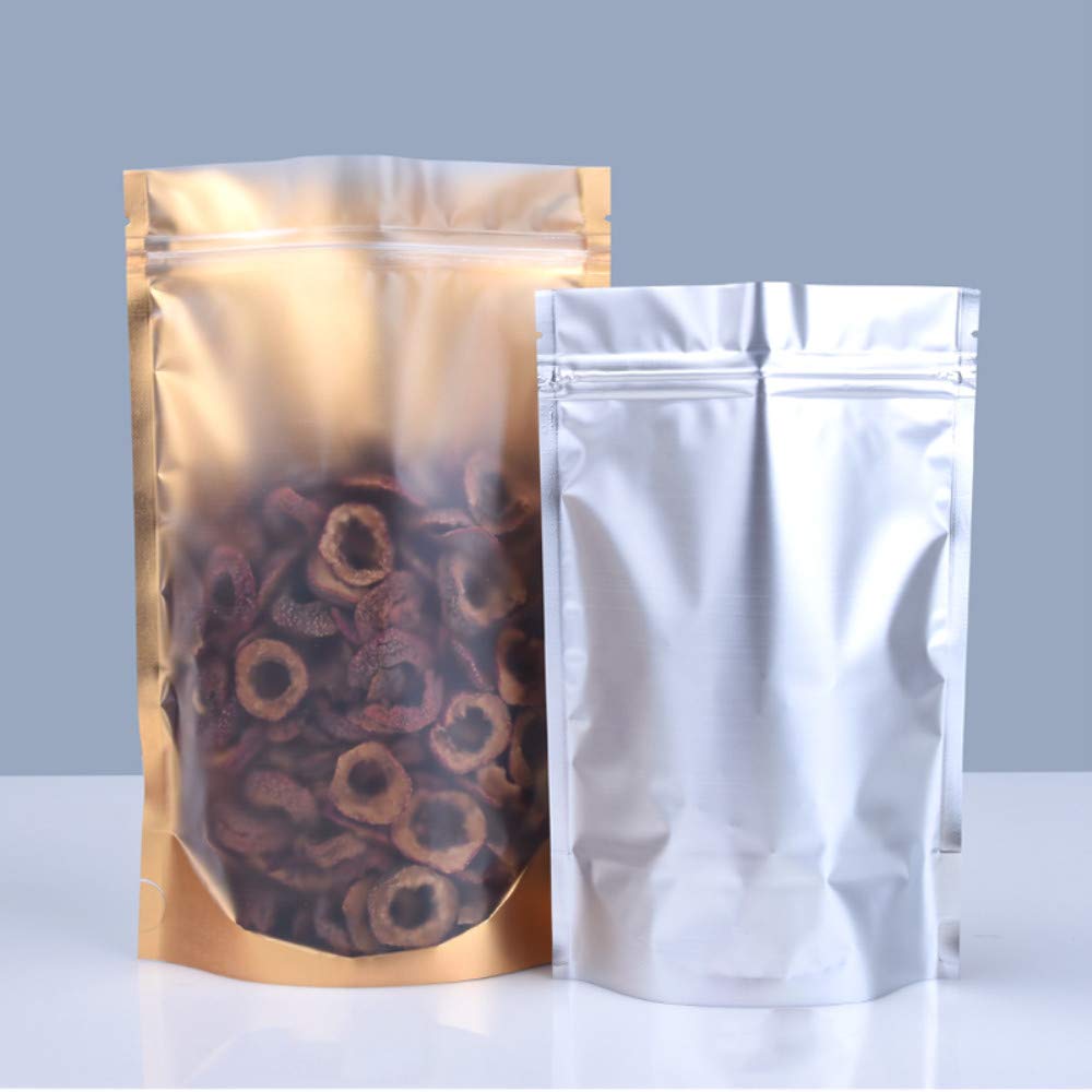 Clear Gold Aluminum Mylar Foil Stand Up Zip Bags Resealable Food Lock