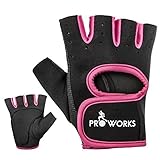 Proworks-Womens-Padded-Grip-Fingerless-Gym-Gloves-for-Weight-Lifting-Cross-Training-Exercise-Bikes--More--Blac