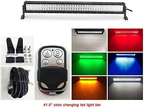 Vivid Light Bars 41.5 inch Color Changing Strobe Straight Led Light Bar with Wireless Remote Offroad Truck SUV ATV (White/Amber)