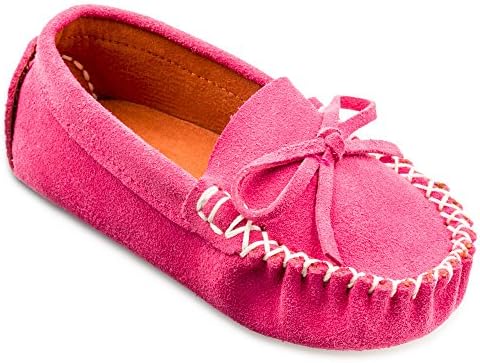 Augusta Baby Suede Leather Loafer Gommino Mocassin - Certified Leather - Fuschia Suede - US Toddler 5